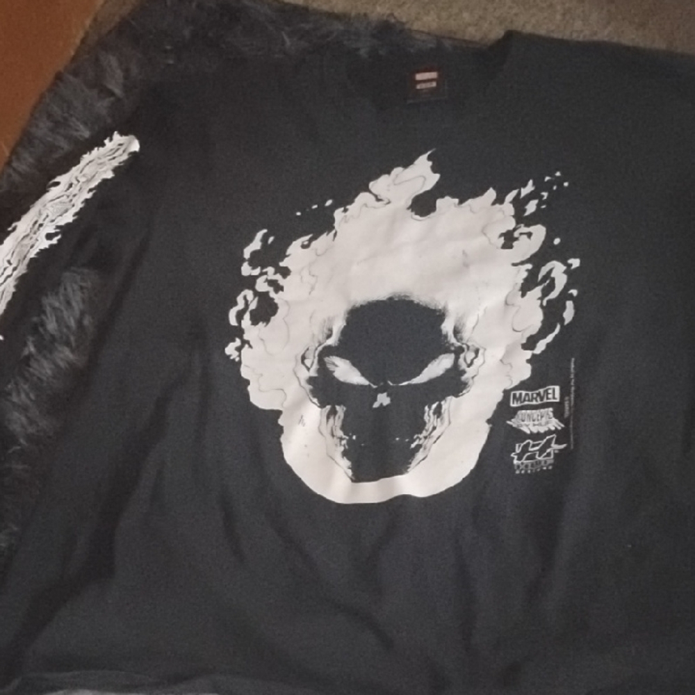 Marvel Men's Black XL Ghost Rider X HUF Long sleeve Shirt Comic Book Skull
